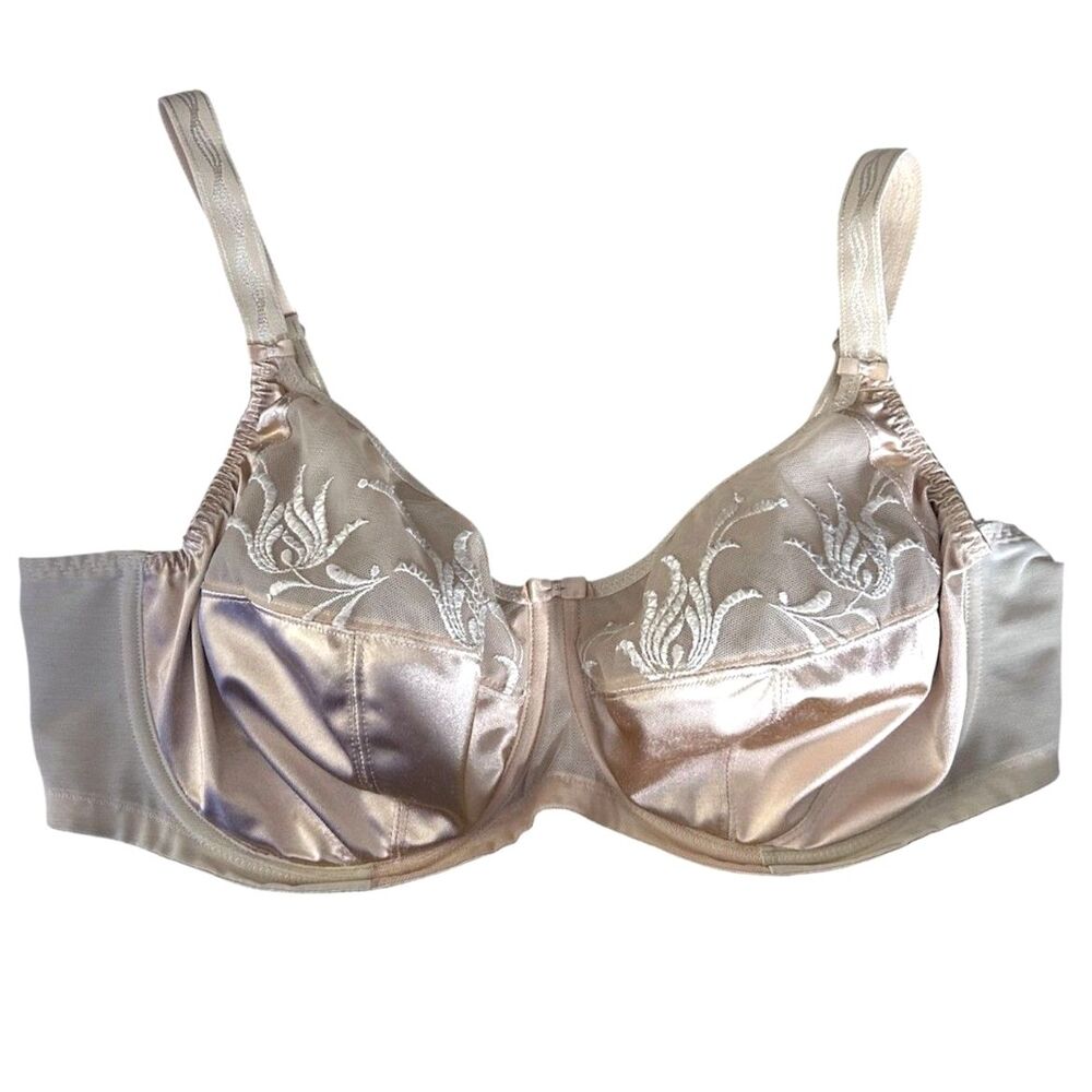 Elomi Womens Tan Cate Full-Coverage Underwire Bra 40DD Dainty Neutral Lace Bow